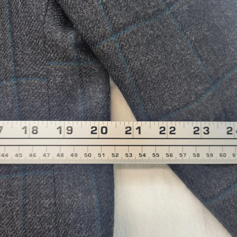Banana Republic Sport Coat Mens 42R Gray Windowpane Wool Standard Fit Blazer